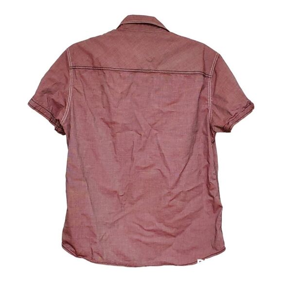 Noize Burgundy Patch Short Sleeve Button Shirt Size L - Picture 2 of 7